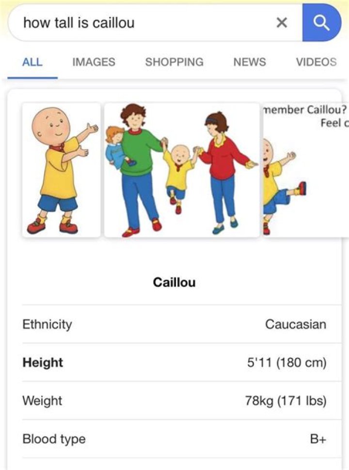 How Tall Is Caillou